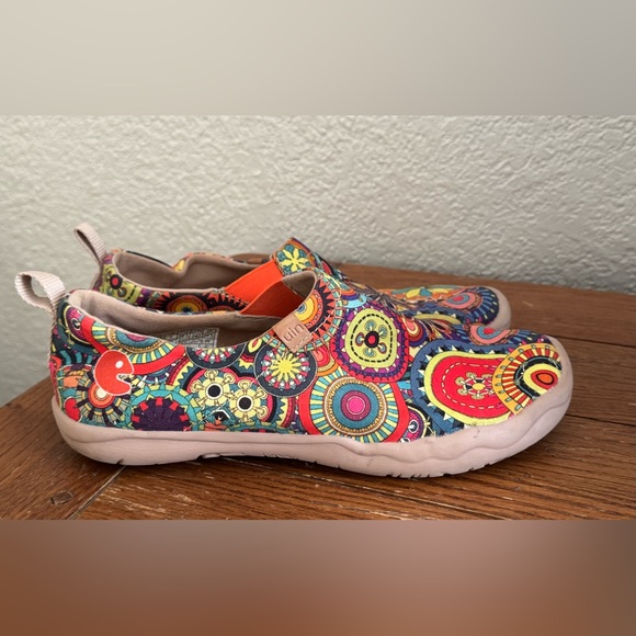 UIN Slip-On BLOSSOM TOLEDO Wearable Art Shoes Loafers Artsy Boho W Sz.7.5 - Picture 1 of 9